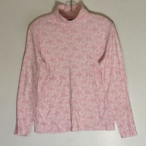 Basic Editions Sweater Womens Medium Pink Paisley Turtleneck Grannycore Classic